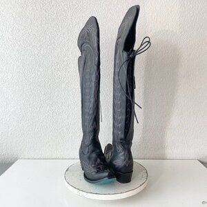 Lane LEXINGTON Over The Knee Womens Cowboy Boots 7.5 Black Western Cowgirl Tall